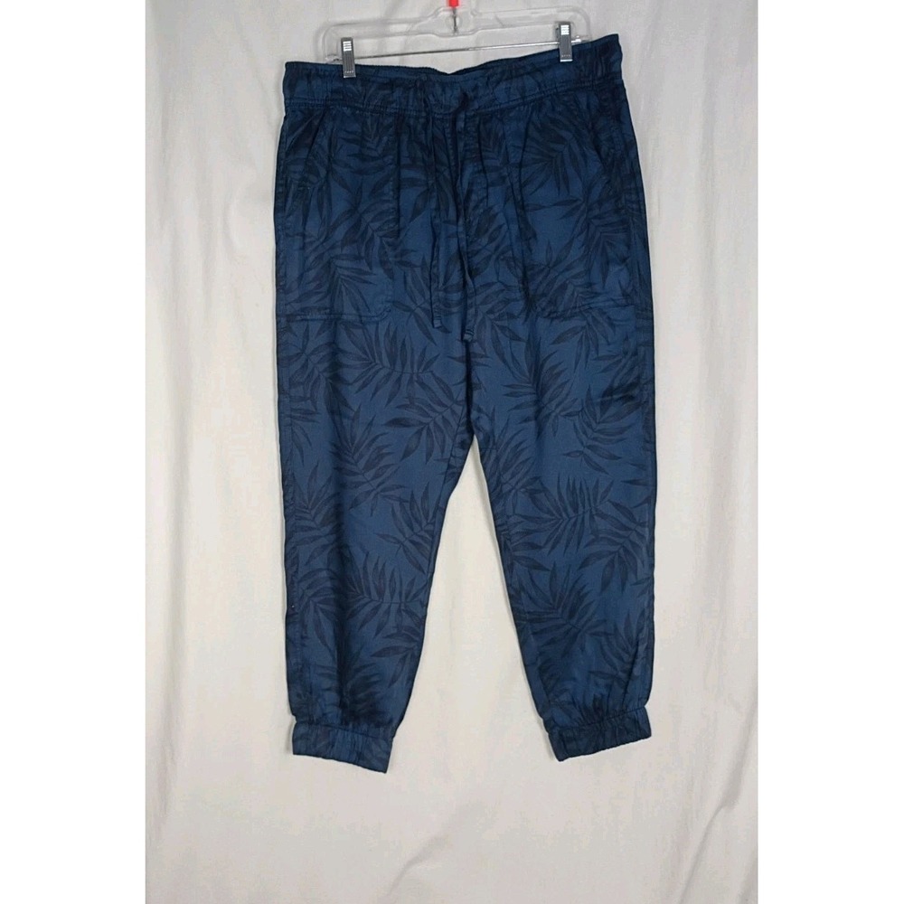 Orvis Womens L/G Blue Floral Palms Lyocell Jogger Pants Elastic Waist Drawstring
